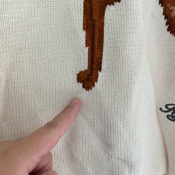 Ralph Lauren Women's Intarsia-Knit Cotton-Blend Dog Sweater Medium - Picture 4 of 14